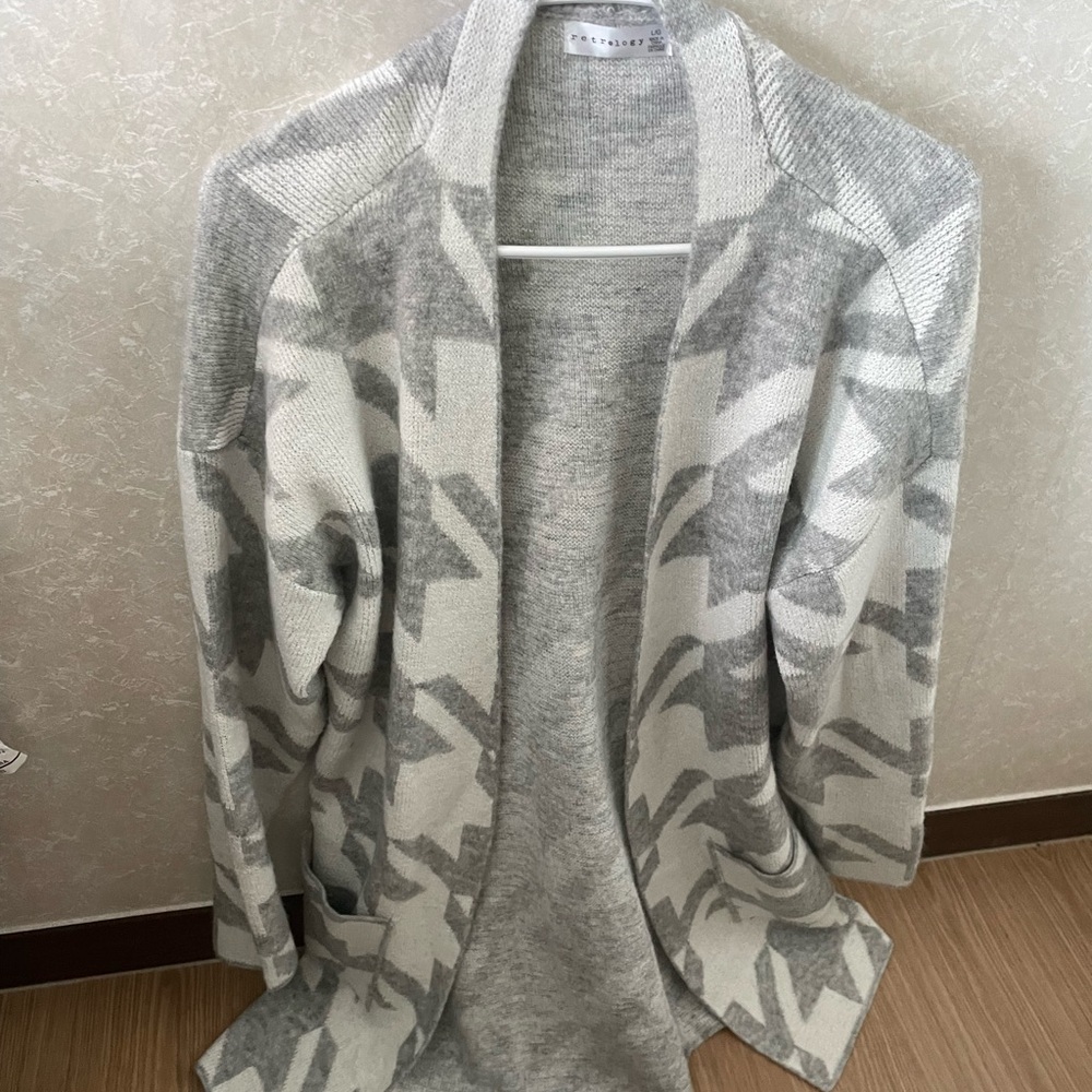 Modern Gray and White Camouflage Cardigan Sweater